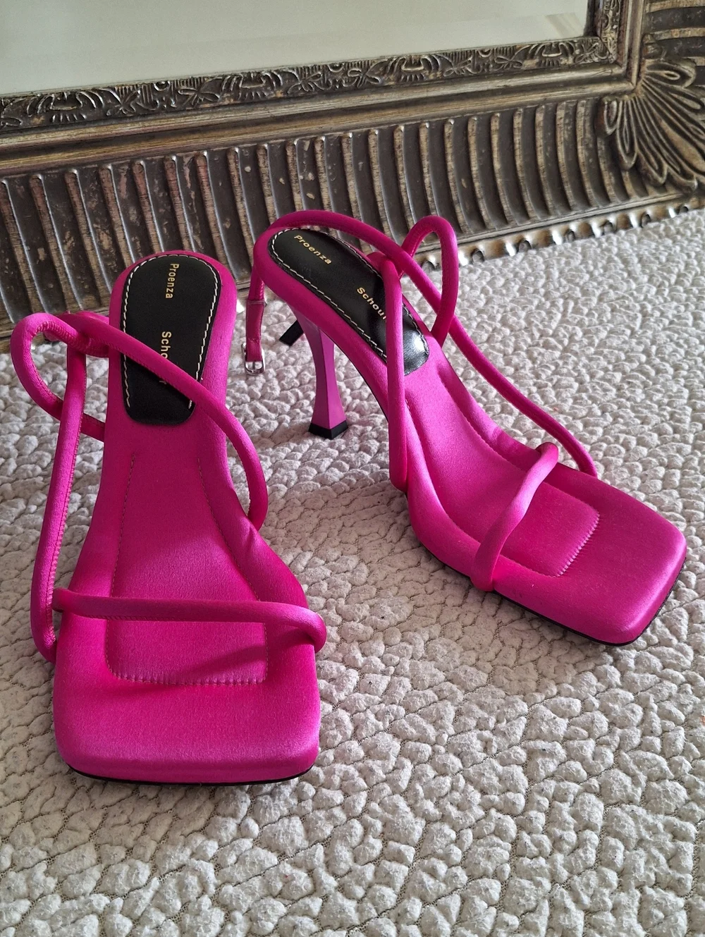 PROENZA SCHOULER Square Strappy Sandals Heels Satin Fuchsia EU 38 US 8 Org$795 - Picture 7 of 16